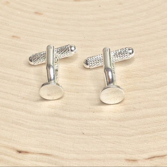 Silver Plated Round Copper Cufflinks 1 1/8” - Picture 2 of 7